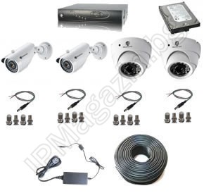 IP-S4029-system of 4 cameras and DVR recorder - office, shop, warehouse, house and villa 
