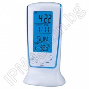 Digital, diode, desktop, LED clock, indoor mounting, with thermometer, batteries, 8x13x6cm 