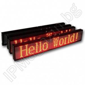 Dynamic, programmable, LED display for advertising, 28x100cm, 32x128 pixels, indoor mounting, red LEDs 