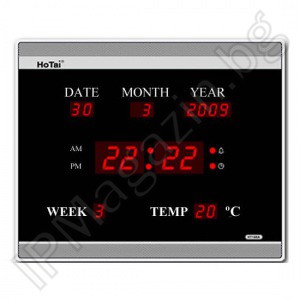 IP-LD-2218 - Дигитален LED диоден часовник с термометър за бюро 