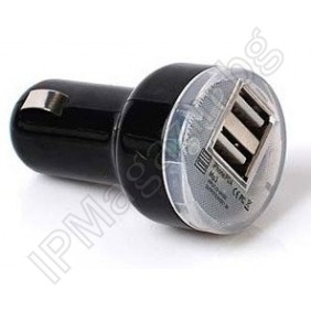 Universal, USB charger for car, 2 port 1000mA 