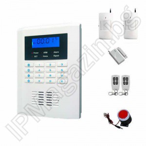 IP-AP021 - безжична, GSM аларма за дома, 2.1" LCD дисплей, клавиатура, 2 обемни датчика за движение, 1 МУК за врата, 2 дистанционни 