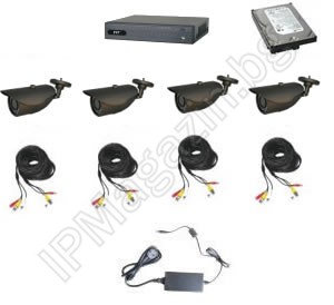 IP-S4047 A system of 4 cameras - 600 TV Lines, 960H and DVR recorder 960H - office, shop, warehouse, house and villa 
