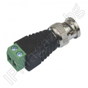 BNC Male, male connector, with terminal and screw, for coaxial RG59, RG6, microcoxial, combined cable 