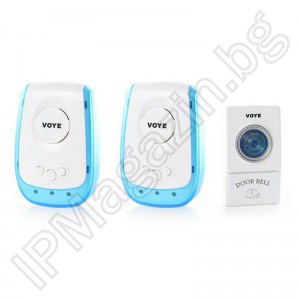 IPWD010 - wireless doorbell, with 2 receivers, for entrance door, for home, 38 polyphonic melodies, 220V 