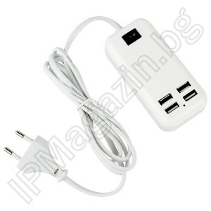 15W, USB charger, coupler, with 4 USB outputs 