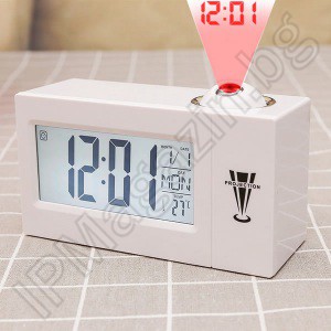 Digital, diode, desktop, projection, LED clock, indoor mounting, with thermometer, batteries, 14x8x5.5cm 