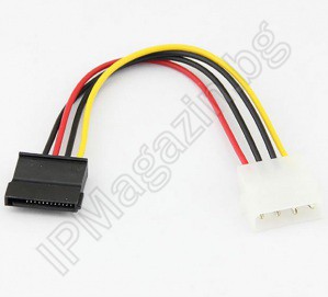 Adapter, IDE to SATA, HDD cable, 0.15m, 4-pin to SATA, 15-pin HDD 