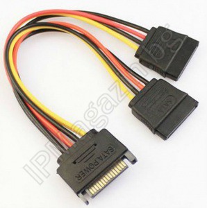 Adapter, 2xSATA IDE, HDD cable, 0.12m, 4-pin to 2xSATA, 15-pin HDD 