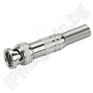 BNC connector, with spring and screw, or soldering, for coaxial RG59 / RG6, microcoxial, combined cable 