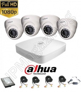 KIT4-7 - 2MP 1080P FullHD, DAHUA surveillance kit, contains 1 DVR XVR5104C-X1, and 4 external dome cameras, HAC-HDW1200M-0360B-S4 (3.6mm, 30m), HDD 1TB 24/7, 