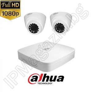 KIT2-3 - 2MP 1080P FullHD, Watch set DAHUA, contains DVR XVR5104C-X1, and 2 outdoor dome cameras, HAC-HDW1200M-0360B-S4 (3.6mm, 30m) 
