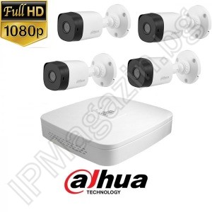 KIT4-9 - 2MP 1080P FullHD, Комплект за наблюдение DAHUA, съдържа DVR XVR5104C-X1, и 4 външни булет камери, HAC-B1A21-0360B(3.6mm, 20m) 
