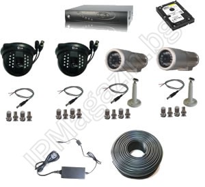 IP-S4003 - A system of 4 cameras and DVR recorder - for office and shop 
