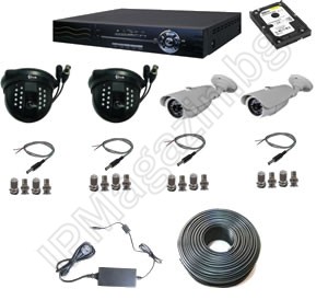 IP-S4007 -Система от 4 камери и DVR рекордер - за офис 