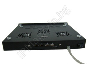 TL-714 - Охладител за лаптоп с 3 вентилатора + 4 портов USB хъб 