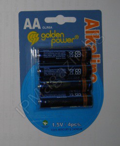 Set, 4 pcs, alkaline batteries, 1.5V, AA, Golden Power 