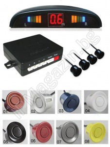 Парктроник, система, 4 датчика, цветен LED дисплей, черен 