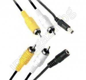 Ready cable for video surveillance, audio, cinch, power supply, 10m 
