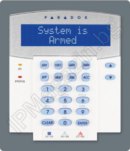PARADOX K641LX - 32 символна, синя, LCD клавиатура, вграден RTX3 