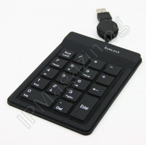 Silicone, Digital, Keyboard, USB 2.0, Black 