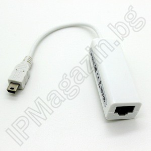 Mini USB 2.0, 10/100 Ethernet, LAN Adapter, RG45 
