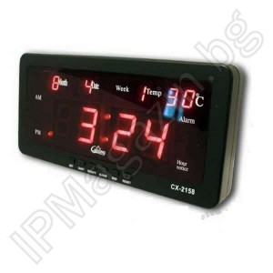 IP-LD-2110 - Digital, diode, wall, desktop, LED clock, indoor mounting, 220V, 32x10x3cm 