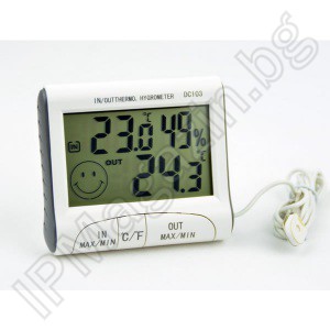 DC103 - влагомер, термометър, вътрешна и външна температура, 2.9" LCD дисплей 