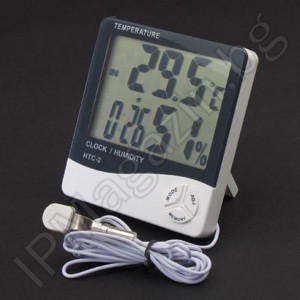 HTC-2 - влагомер, термометър, вътрешна и външна температура, часовник, 3.9" LCD дисплей 