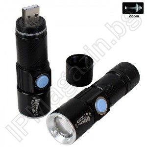 BL-920 - battery, LED flashlight, CREE R2, focus adjustment, 3 modes, USB charging 
