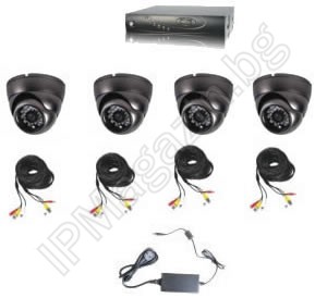 IP-S4044 - система за видеонаблюдение от 4 камери за външен монтаж-1200 ТВ линии, 960H и DVR 960H - за апартамент, офис, магазин, склад, къща и вила 