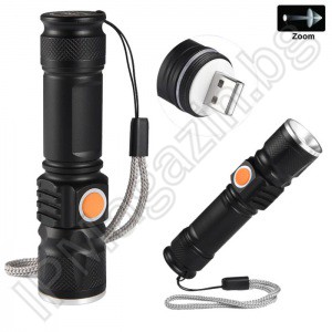 BL-515 - battery, LED flashlight, CREE T6, focus adjustment, 3 modes, USB charging 