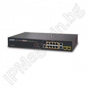 GS-4210-8P2T2S-EU - 10 port, 8 ports Gigabit POE, 2 Gigabit, Layer 2, manageable, PLANET, a manageable POE switch