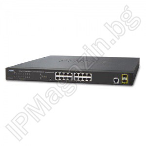 PFS4220-16T - 16 портов, 16 порта 10/100, 2 порта Gigabit, 2 оптични порта Gigabit, Layer 2, управляем ETHERNET комутатор
