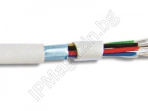 8 wire, alarm cable, shielded, copper, 8x0.22 + 2x0.5, 100m 