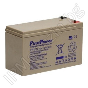 FP1270 - First Power, rechargeable battery, 12V, 7Ah, F1 