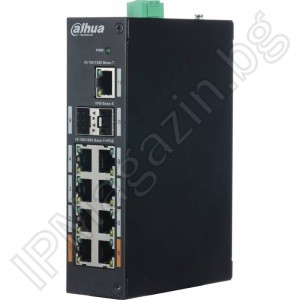 PFS3211-8GT-120 - 11 портов, 8 порта Gigabit POE, 1 Gigabit, 2 оптични порта Gigabit, индустриален, Layer 2 PRO серия POE комутатор DAHUA