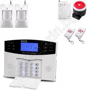 IP-AP028 - безжична, GSM аларма за дома, 2.5" LCD дисплей, клавиатура, 2 обемни датчиказа движение, 1 МУК за врата, 2 дистанционни 