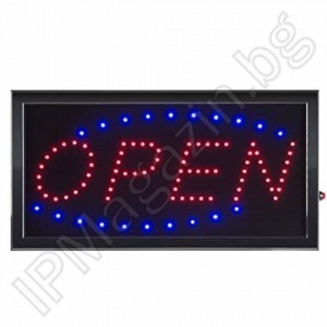 LED, advertising board, indoor installation, OPEN 