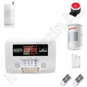 IP-AP029-2 - безжична, GSM аларма за дома,  2.6" LCD дисплей, клавиатура, чувствителна на допир, 2 обемни датчика за движение, 1 МУК за врата, 2 дистанционни 