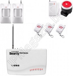 IP-AP013 - безжична, GSM, аларма за дома, 2 датчикa за движение, 1 МУК за врата, 3 дистанционни 