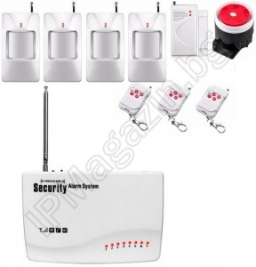 IP-AP014 - wireless, GSM alarm, home, 4 motion detectors, 1 door MUK, 3 remote 