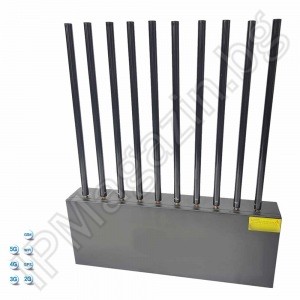 Мощен заглушител, на мобилни телефони, GSM, 3G, 4G, 5G, WiFi, 10 антени до 30m, 220V 